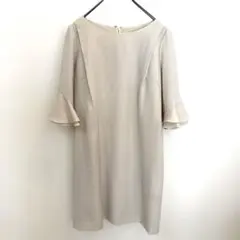 プロポーションボディドレッシング　M フリル7分袖ワンピース　ライトベージュ