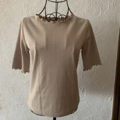 allamanda ベージュ リブ 半袖 カットソー メロウ加工Ｍのサムネイル