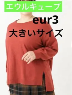 レディース　大きいサイズ　サイドスリットニット　eur3 エウルキューブ