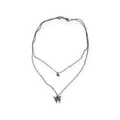 バタフライモチーフ 2連ネックレス シルバー2点セット