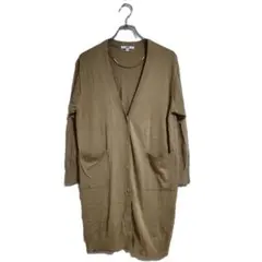 ユニクロ ロングカーディガン L ベージュ ボタン付き シンプル 上品 秋冬