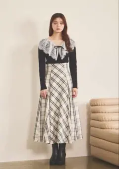 anmile アンミール チェックフレアロングスカート 新品♡