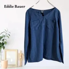 zB1443【S】Eddie Bauer ブラウス ストライプ 長袖 ポケットのサムネイル