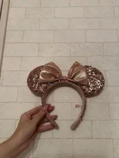 ディズニー　カチューシャ　ミニー　スパンコール　ピンク　TDR