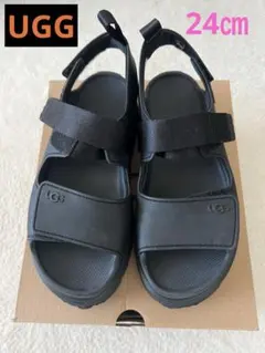 UGG GoldenGlow アグ厚底サンダル　ブラック　24