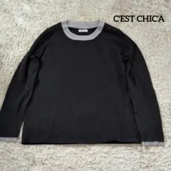 C'EST CHIC'A セシカ バイカラーニット ブラック×グレー サイズ42のサムネイル