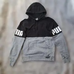 未使用 ☆ PUMA プーマ　フード付きパーカー ブラック/グレー　Sサイズ