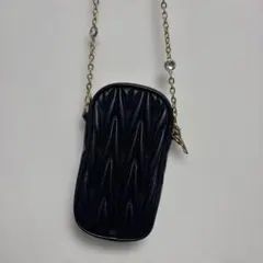 ブラック合皮キルティング スマホショルダーバッグ