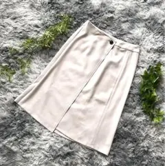 COMME CA ISM【9号/M】ベージュタイトスカート 前フレア 春 通勤