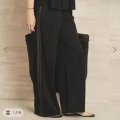 Track jersey パンツ サイドライン ワイドパンツ ブラック　38のサムネイル