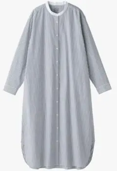 無印良品 ワンピース 洗いざらし ブロードスタンドカラー長袖　ダークネイビーS