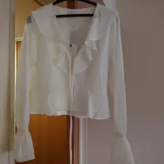 GU ラッフルボレロブラウス 長袖 ナチュラルM