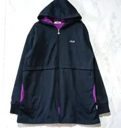 【フィラ】 フード付きジップアップジャケット /スポーツウエア/裏ボア/ネイビー