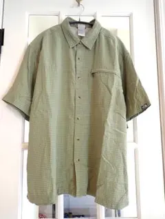 ノースフェイス 総柄 ハーフスリーブシャツ カーキ メンズ L チェック