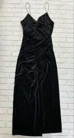 G905 ザラ ロングワンピース パーティードレス ベロア ベルベット 伸縮性有