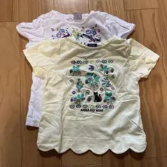 ANNA SUI mini Tシャツ 2枚セット 90サイズ 花柄×刺繍デザイン