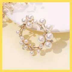 パール風 ブローチ ゴールド 華やか フォーマル 結婚式