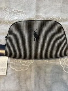 Ralph Lauren ストライプ ポーチ ブラックのサムネイル