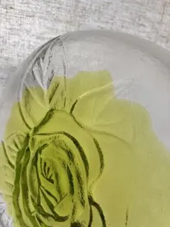 ガラス製薔薇レリーフ大皿グリーン系27cmのサムネイル
