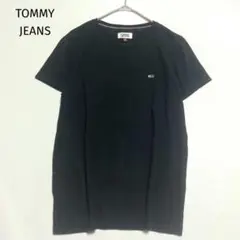 トミージーンズ 半袖 Tシャツ カットソー 黒 ロゴ刺繍 Sのサムネイル