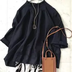 美品 トゥモローランドコレクション スワトーリネン レースブラウス 黒