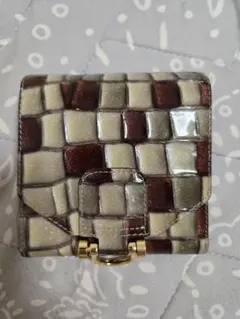 極美品 エトロ ETRO 三つ折り財布 ペイズリー リザード型押し レザー 