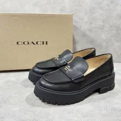 美品✨️COACH ブラック レザー ルーシー ローファー 厚底 22.5cm
