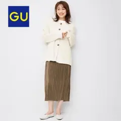 555 GU ジーユー　ランダムプリーツナロースカート　大人可愛い　S ブラウン