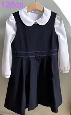 CHOPIN deux お受験 ブラウス ワンピース 紺色120