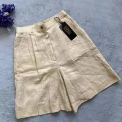 未使用品☆DAKS GOLF【S-M相当】リネン100% 黄色系／ショートパンツ