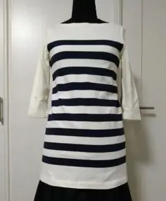 UNIQLO ユニクロ　ボーダーカットソー　トップス　ホワイト×ネイビー