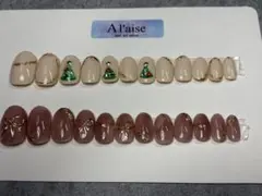 在庫セール　クリスマスデザイン　ハンドメイドネイルチップ24枚セット