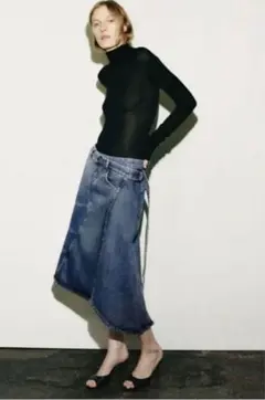 【極美品】希少 完売 ZARA ザラ アシンメトリー デニム スカート XL