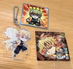 鬼滅の刃 我妻善逸 アクリルキーホルダー、ウエハースステッカー2枚 まとめ売り