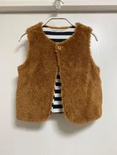 グリーンレーベル　フリース・ストライプリバーシブルベスト 125㎝