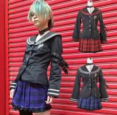セーラー服上下 / 黒×紫 と　黒×赤 ２着セット ２着セット だよ
