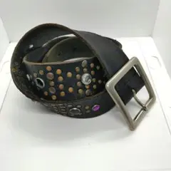 vintage スタッズ レザーベルト ブラック Y2kのサムネイル