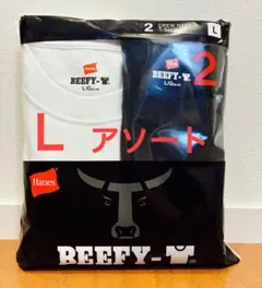 【Hanes】ヘインズ ビーフィー 白黒 アソート 2枚 Ｌ ホワイト ブラックのサムネイル