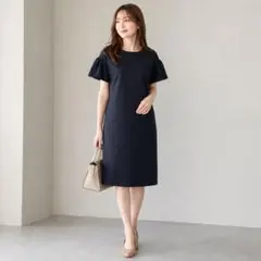 【美品】feerique ストライプ ワンピース M 日本製 フレア袖 上品のサムネイル