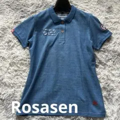 Rosasenレディース ゴルフウェア ポロシャツ ブルー 美品★ロサーセンのサムネイル