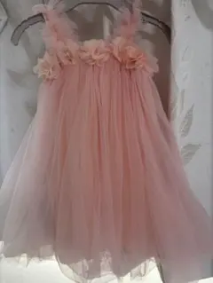 ベビードレス ピンク チュール ワンピース 女の子 80誕生日