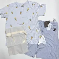 ジェラートピケ　接触冷感　COOLレーヨンデザートロゴTシャツ&パンツ セット
