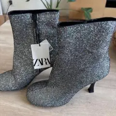 ZARA スパンコール サイドゴアブーツ　新品