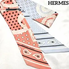 HERMÈS エルメス ツイリー パリジェンヌ レッド×アイボリー タグあり 