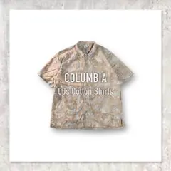 00s COLUMBIA コロンビア半袖シャツカーキ総柄フィッシュ