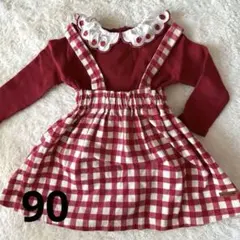 バースデイ フタフタ ジャンバースカート ベビー90 女の子90cm