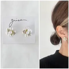 503 パール　ビジュー ピアス　イヤリング　結婚式　入学式