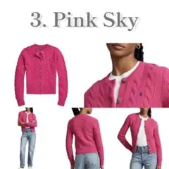 レア色✨️くすみ濃いピンク POLO ラルフローレン ケーブルニット カーディガン