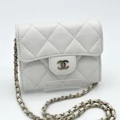 美品 CHANEL キャビアスキン ミニ チェーンウォレット ショルダーバッグ