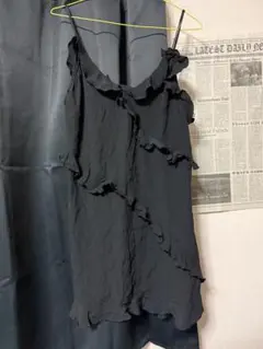 H&M ブラック フリルキャミワンピース M